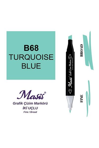 Masis Turquoise Blue Double Ended Graphic Drawing Pen - 68