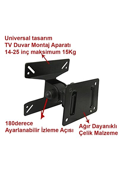 Triline Ledtv Lcd Monitör Duvar Askı Aparat Hareketli 14-24"15kg