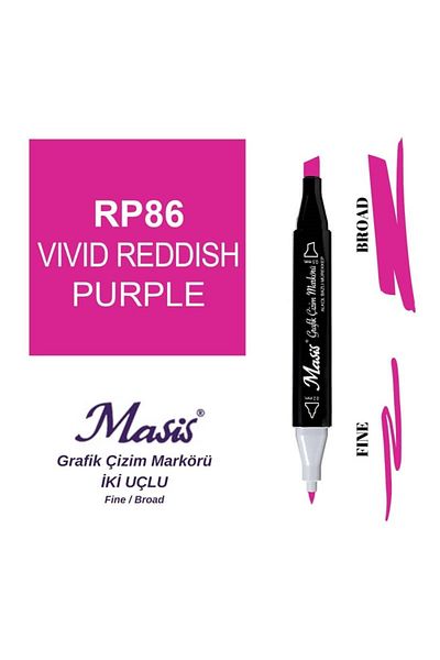 Masis 86 Model Red and Purple Graphic Drawing Pen - Dual Tip Marker