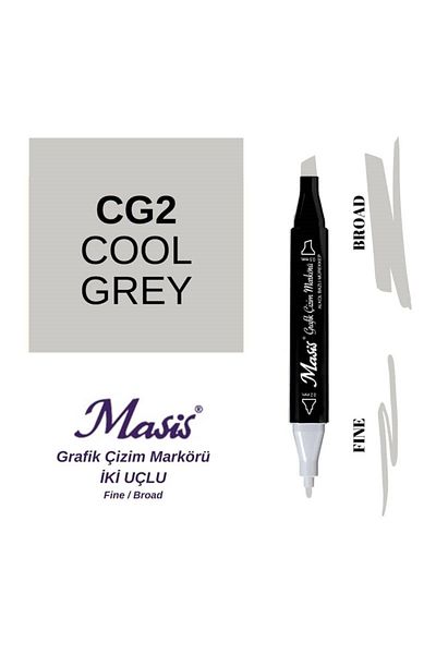 Masis ColdK Gray Graphic Drawing Pen - Double Ended, CG2 Model