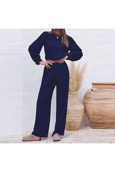 Mothermood High Waist Linen Blouse and Balloon Sleeve Trousers Set - Summer Design