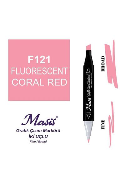 Masis Red Double Ended Fluorescent Marker Graphic Drawing Pen - 121