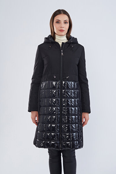 Trenç Rugan Büyük Beden Kapitone Kaban