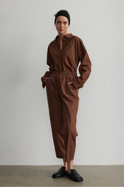 Suud Collection Коричневі завужені штани з еластичною талією