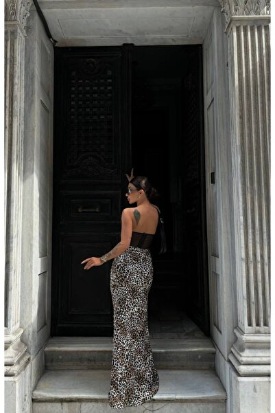 Friday Mood Leopard Patterned Women's Maxi Skirt - Elastic Waist