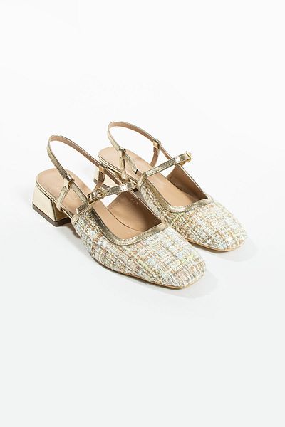 DUXAL SHOES William Tweed részletes női balerinák - tompa orr, alacsony sarkú