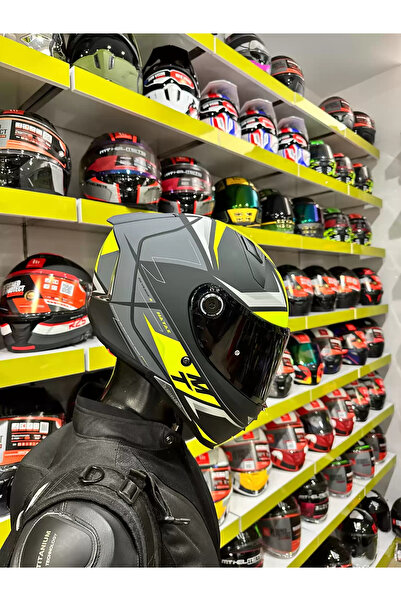 MT Kask Revenge 2 S Hatax C3 Mat Yeşil/Gri (Şeffaf Vizörlü)