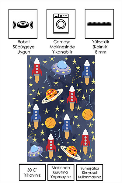 RUGRUMBA Oyun Halısı Makinede Yıkanabilir Kaymaz Taban Leke Tutmaz Antibakteriyel Çocuk Odası Halısı