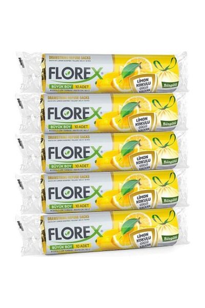 ERSAT HOME 55x60 Cm Medium Size Lemon Scented Garbage Bag - 10 Rolls with Drawstring
