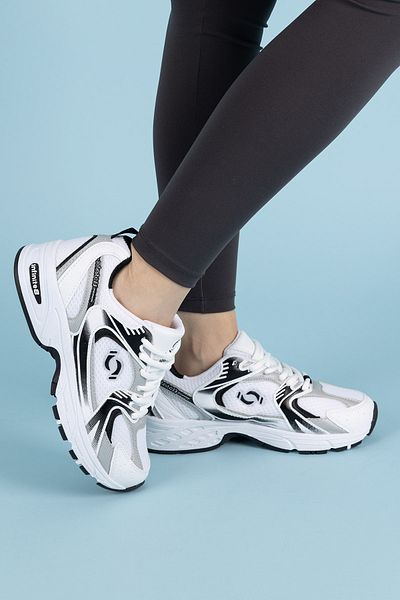 Getcho Pantofi sport albi pentru femei Argento - Talpă groasă, detaliu din plasă, pantofi casual și confortabili