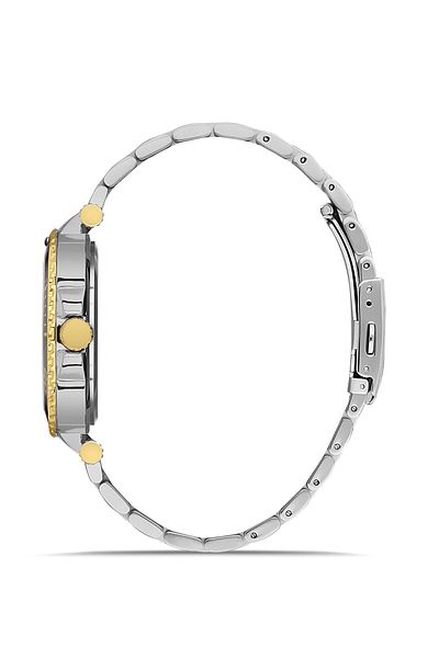 DAVID GUNER Black Dial Yellow Silver Coated Men's Wristwatch with Calendar - Dg-8393Ga-D2