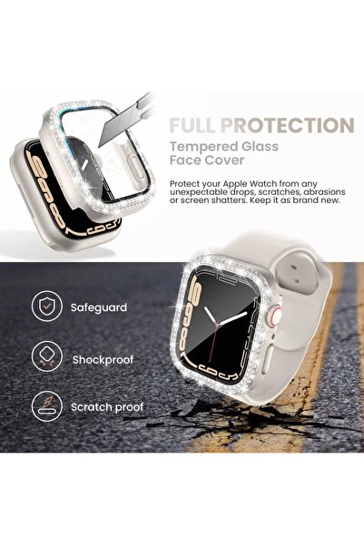 GREGOSS Apple Watch 4-5-6-se (40 MM) Uyumlu Zarif Elmas Taşlı Kasa Ve Ekran Koruyucu Kılıf