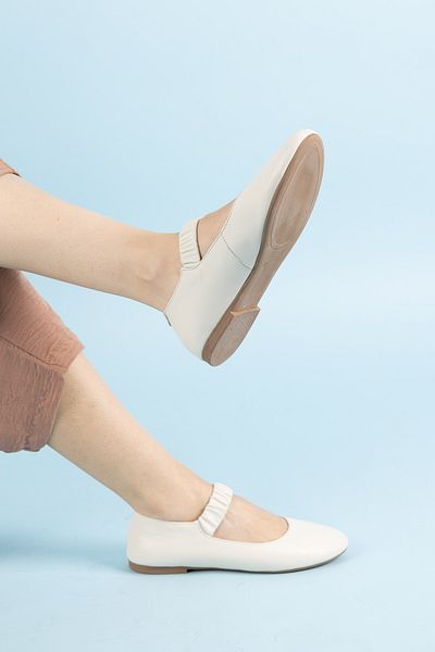 Getcho Γυναικείες ελαστικές μπαλαρίνες Salore Beige από γνήσιο δέρμα