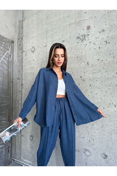LECTUEL Linen Oversize Shirt and Trousers Set - Women