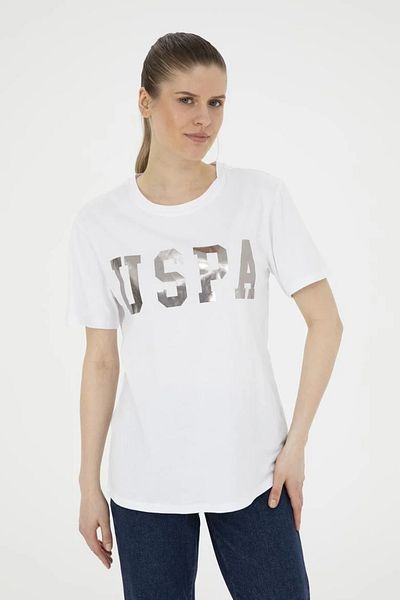 U.S. Polo Assn. Tricou alb pentru femei cu gât roșu - 1804524   LAPATIA