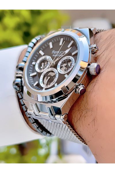 Ferrucci Ferrucci̇ Function New 2024 Steel Mesh Cord Men's Wrist Watch+Bracelet with Gift