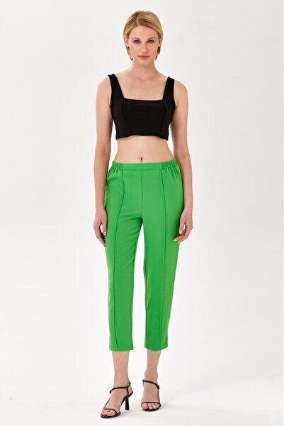 İKİLER Beli Lastikli Önü Dikişli Pantolon 024-3506