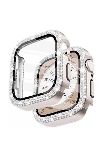 GREGOSS Apple Watch 7 8 9 Series 45 mm 360 Full Protection Diamond Rhinestone Elegant Design