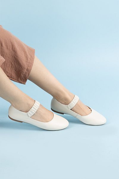 Getcho Γυναικείες ελαστικές μπαλαρίνες Salore Beige από γνήσιο δέρμα
