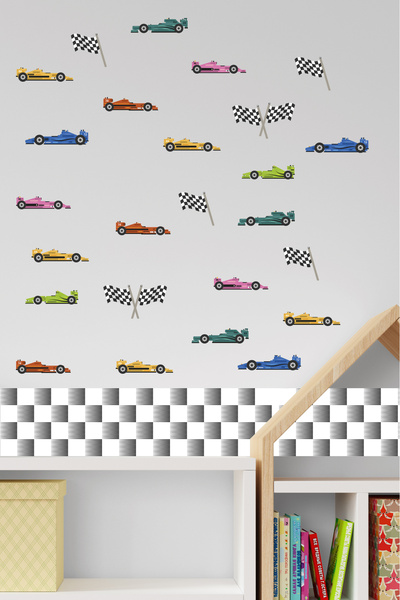 Aysprint SET DE AUTOCOLANTE DE PERETE MAȘINI DE CĂRUCIOR DE CĂRUCIOR PENTRU F...