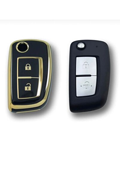 EBG İSTANBUL نيسان قاشقاي جوك - مفتاح سيارة أسود بقاعدتين، غطاء سيليكون للتحكم