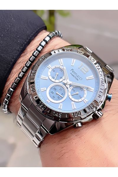 Ferrucci Ferrucci̇ New 2024 Function Steel Men's Wrist Watch + Bracelet with Gift