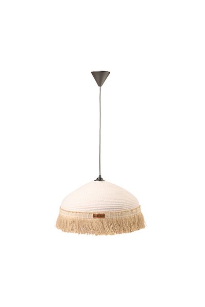 Safir Light Beige Datça Knitted Pendant Lamp - 36 cm