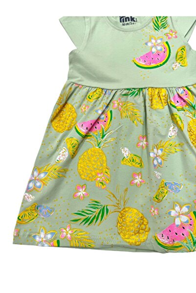 Esterella Rochie pentru fetiță cu imprimeu pepene verde - decolteu și design cu șnur