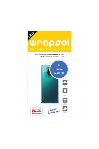 Wrapsol Huawei Mate 30 - Back Side Protective Polyurethane Film, Shock Absorbing, American Production