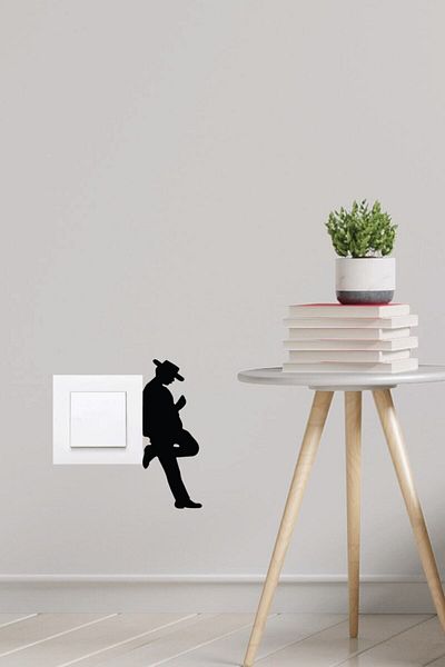 Kt Grup Black Teen Room Cowboy Man Socket Sticker
