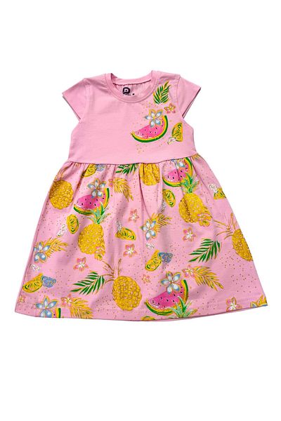 Esterella Rochie pentru fetiță cu imprimeu pepene verde - decolteu și design cu șnur