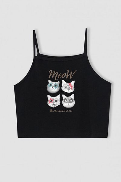 MYADA Къс топ с шарка Meow Kitten за нов сезон - Момиче 13167