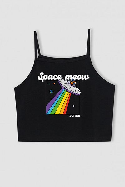 MYADA Нов сезон - Къс топ "Space Meow" - Момиче 15638
