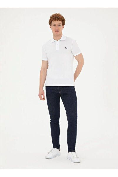 U.S. Polo Assn. US Polo Assn. Λευκό ανδρικό μπλουζάκι Polo Neck - GTP04IY024 DMLS