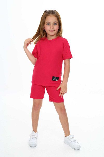 My Kids Wear Girl's Crew Neck Suit with Shorts
