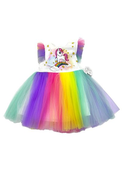 Esterella Costum pentru fete din tul cu unicorn pentru fete / petrecere - rochie de zi de nastere / rochie de seara colorata rochie pentru copii