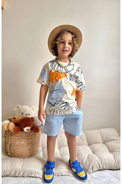Jolly Kids Boys' Shorts Set - Palm Tree Printed