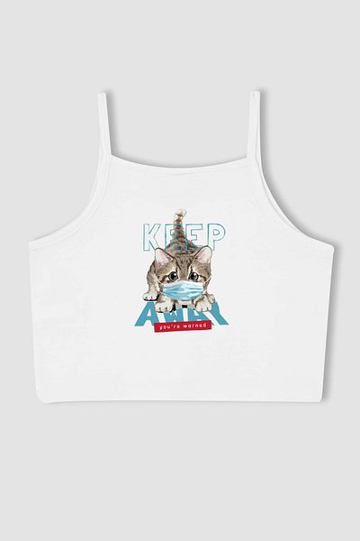 MYADA New Season Pandemic - Cat Printed Girl's Crop Top 14576