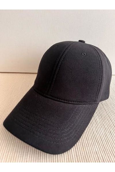 CosmoOutlet Unisex Black Polo Hat - Solid Color, Pique Fabric, Adjustable on the Back