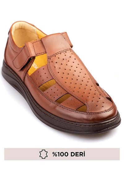 maximoda Ανδρικά παπούτσια από γνήσιο δέρμα - Velcro και καλοκαίρι