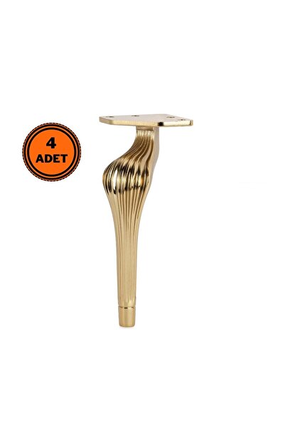 EYM 4 Adet Ottoman Lüx Metal Ayak 21 cm Altın Mobilya Koltuk Ayağı
