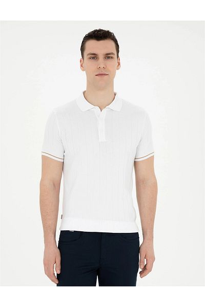 Pierre Cardin Pierre Cardin Ανδρικό γιακά πόλο Slimfit Sport Knitwear T-Shirt G021SZ0TK.000.1848557 Έρχεται 019 Ecru