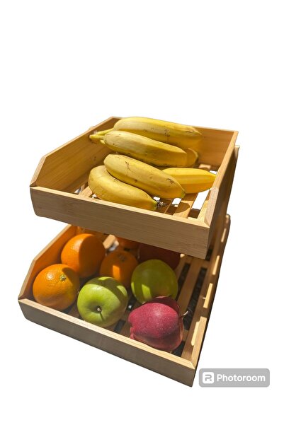 Tohana Bambu 2 Katlı Çok Amaçlı Saklama Kutusu Düzenleyici Organizer - Sebzel...