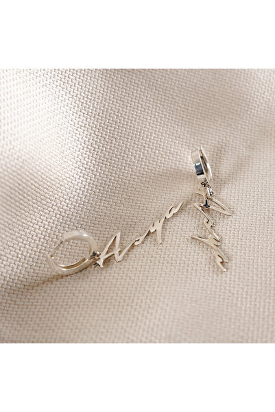 Seyyidoğlu Silver 925 Ayar Gümüş Kişiye Özel Dikey İsimli İmza Küpe / Kadın