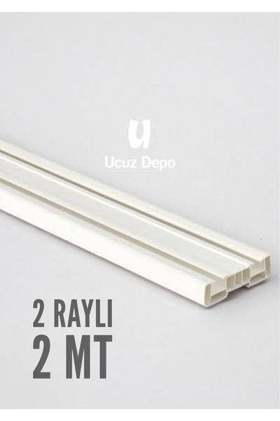 Ucuz Depo 2 Raylı Korniş Perde Rayı 2 mt Kaliteli Sağlam Ambalaj