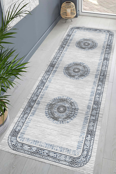 Halise Home Kaymaz Tabanlı Yıkanabilir Baskılı Halı Yolluk