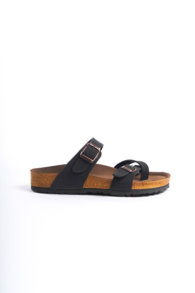 ZİESCE Papuci de vară pentru femei din nubuc negru - Flip Flops