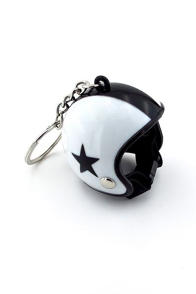 Solfera Star Pattern Black and White Scooter Helmet - Keychain KC105