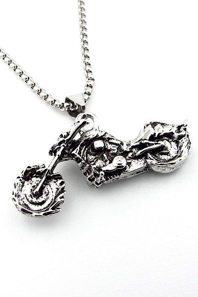 Solfera Harley Ghost Rider Skeleton Patterned Stainless Steel Men's Necklace - Q0844