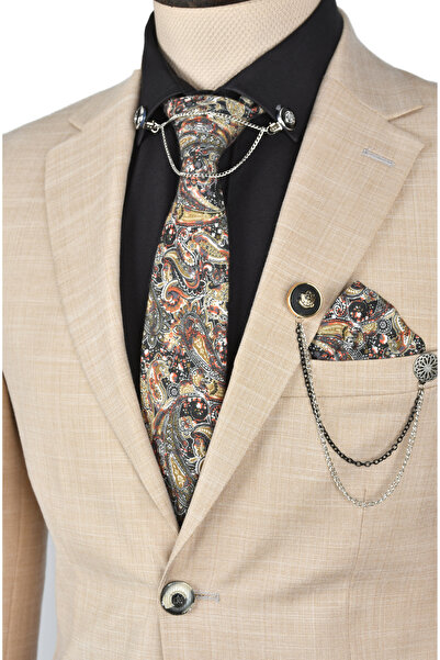 DeepSEA Beige Men's Suit - Double Button, Double Slit, Regular Cut Set of 22300375